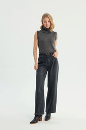 Sweater Mujer Classic Cuello Alto Gris Oscuro