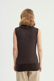 Sweater Mujer Classic Cuello Alto Chocolate