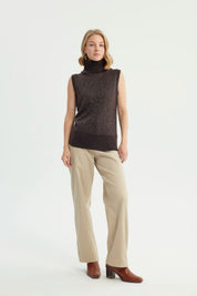 Sweater Mujer Classic Cuello Alto Chocolate