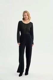 Pantalón Mujer Wide Leg Negro