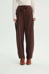 Pantalón Mujer Loose Café Oscuro