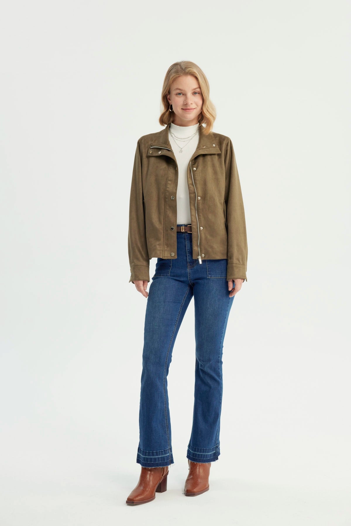 Chaqueta Mujer Regular Verde Militar