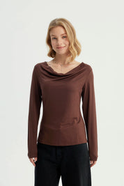 Polera Mujer Ajustada Café Oscuro