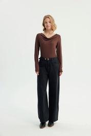 Polera Mujer Ajustada Café Oscuro