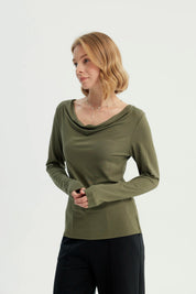 Polera Mujer Ajustada Verde Militar