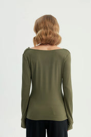 Polera Mujer Ajustada Verde Militar