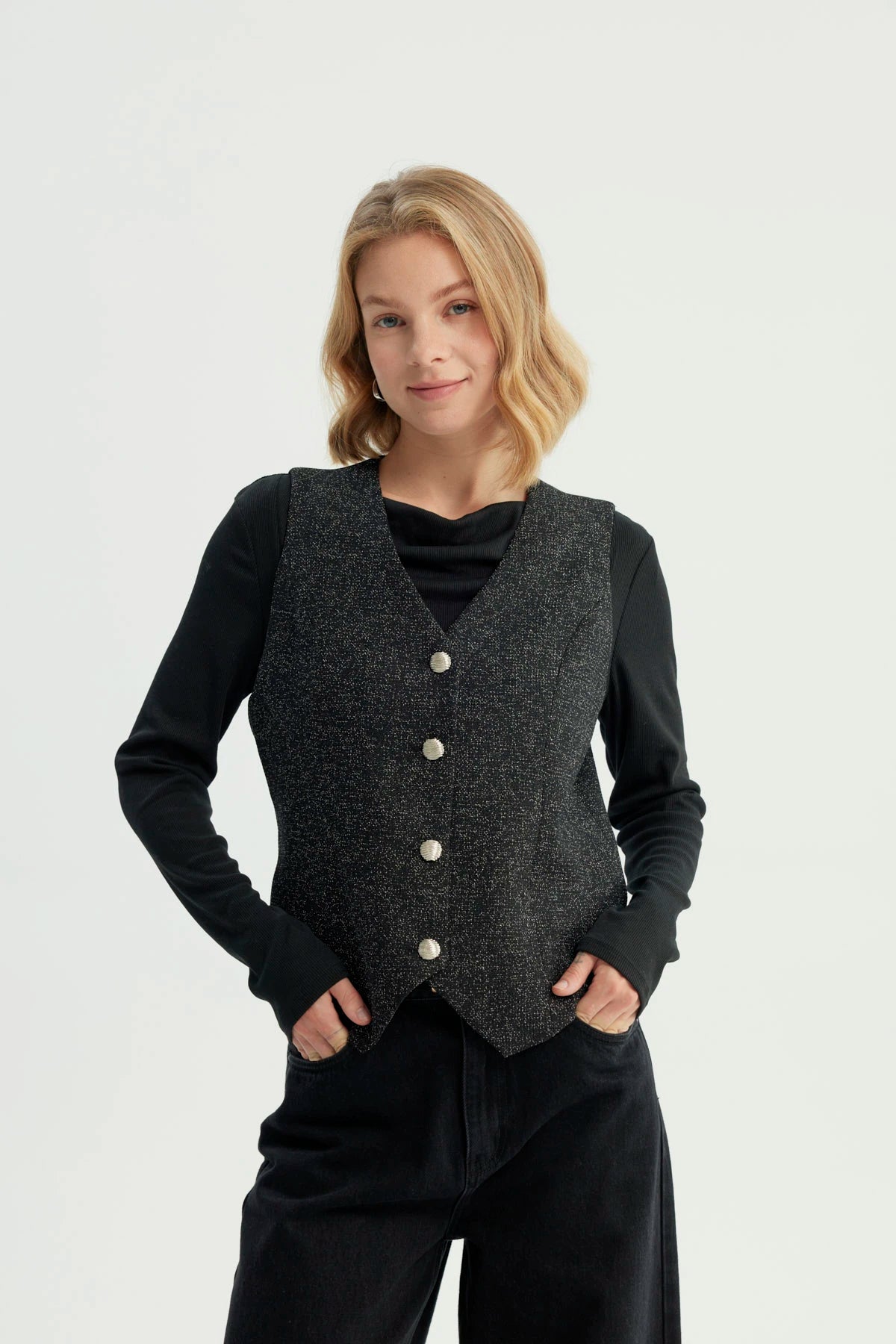 Blazer Mujer Slim Negro