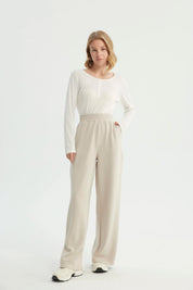 Pantalón Buzo Mujer Loose Beige