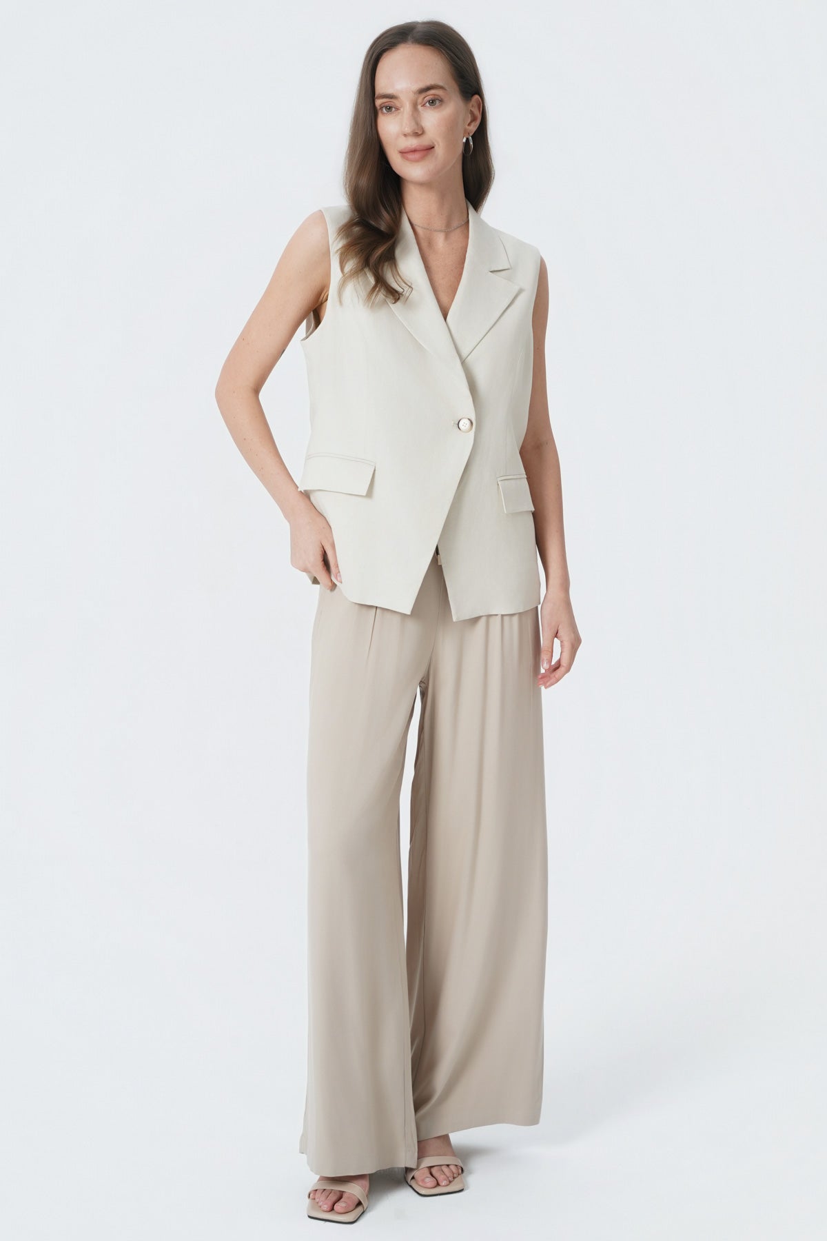 Blazer Slim Mujer Arena