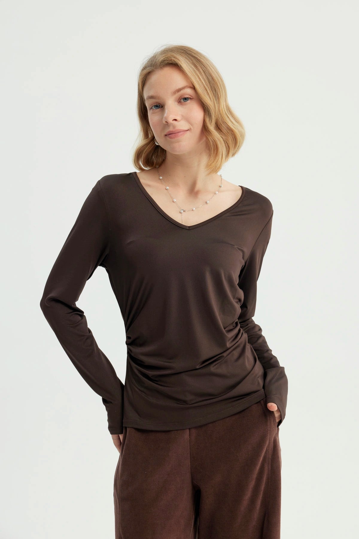 Polera Mujer Ajustado Chocolate
