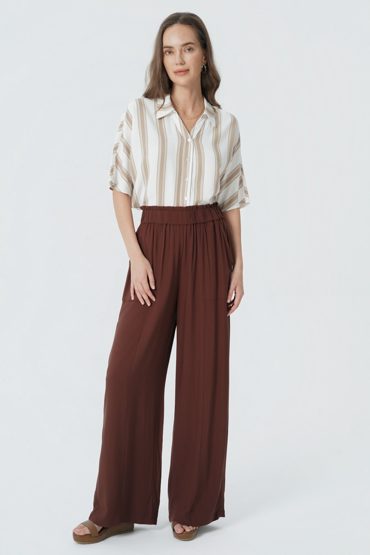 Pantalón Calce Recto Mujer Café