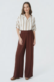 Pantalón Calce Recto Mujer Café