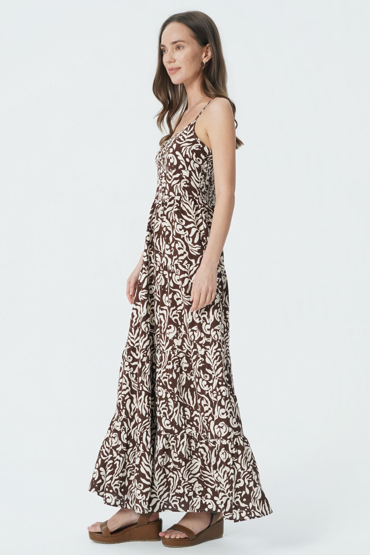 Vestido Falda Midi Mujer Café Oscuro