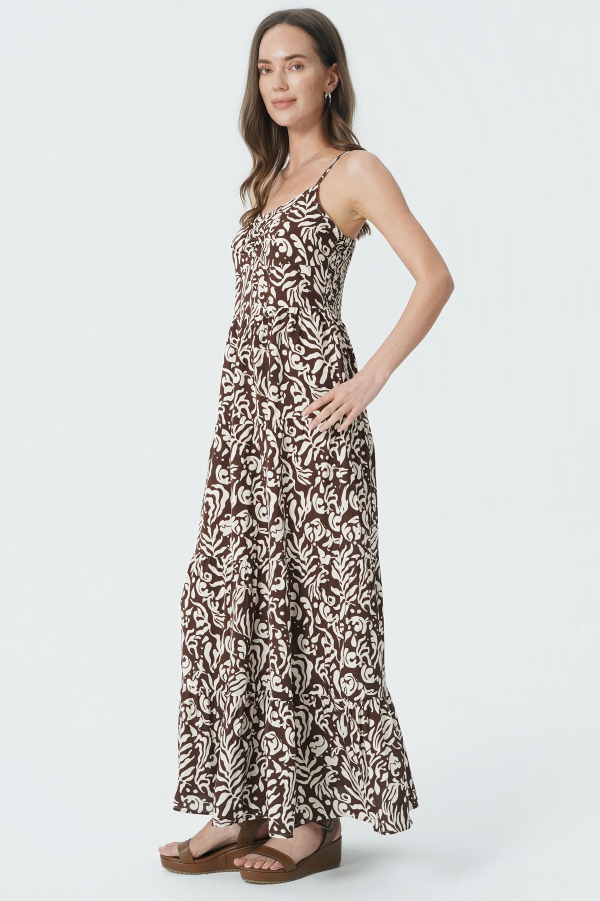 Vestido Falda Midi Mujer Café Oscuro