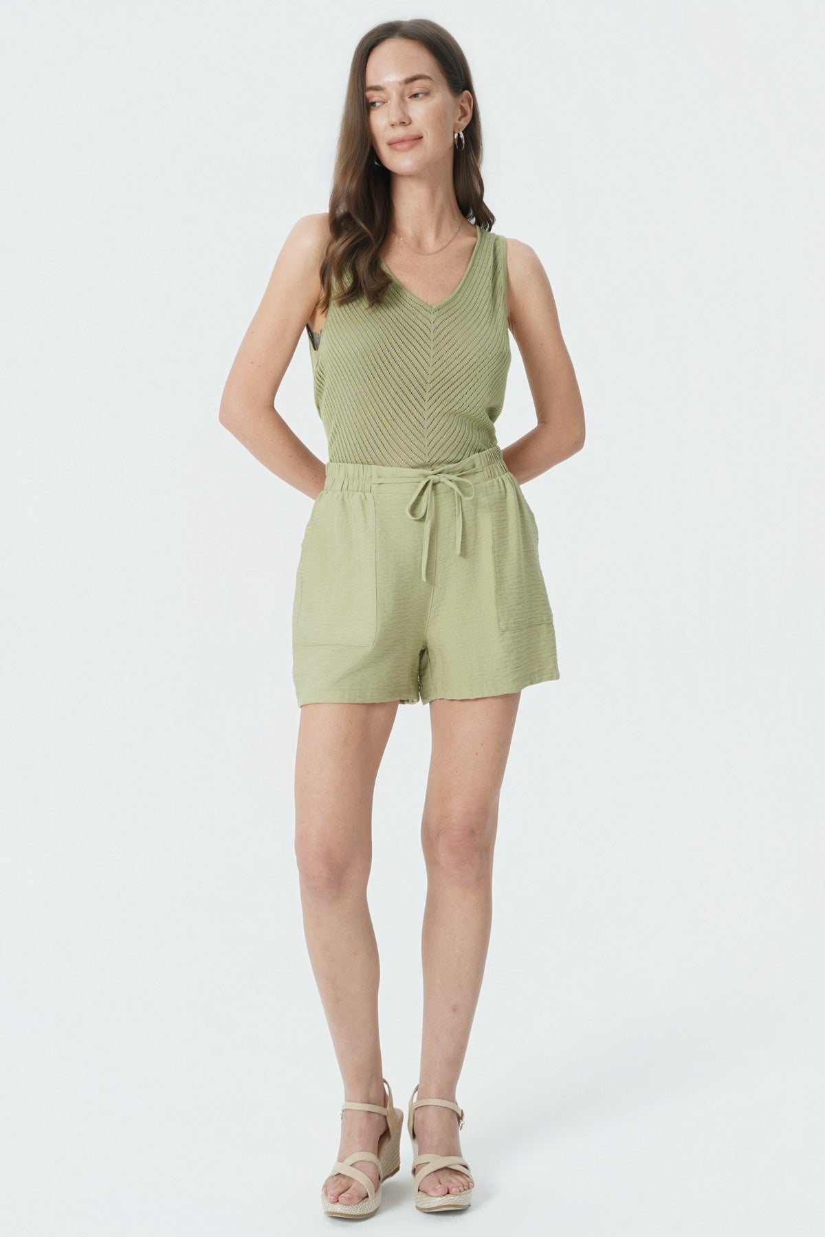 Short Casual Mujer Verde Musgo