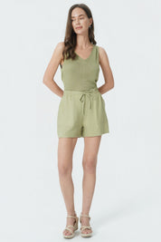Short Casual Mujer Verde Musgo