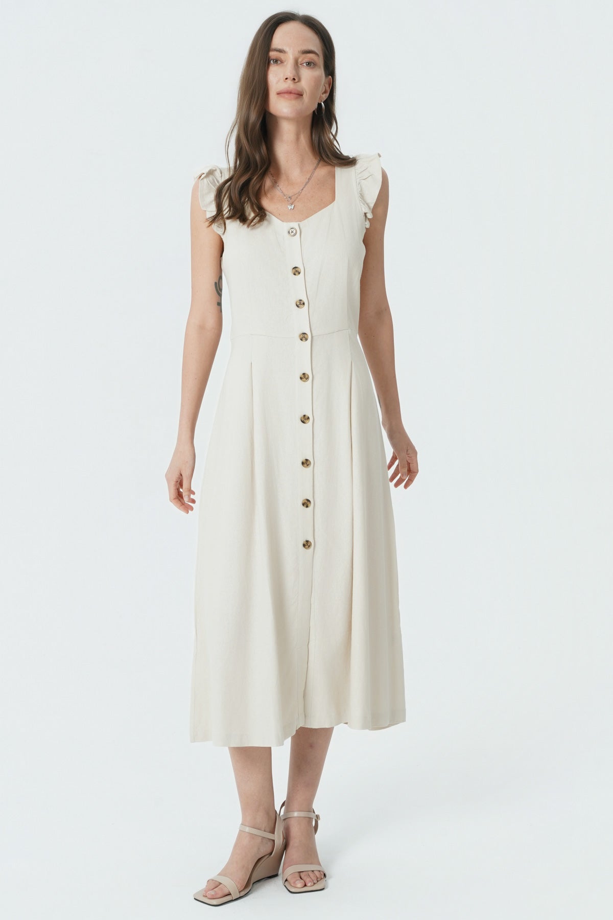 Vestido Falda Midi Mujer Arena