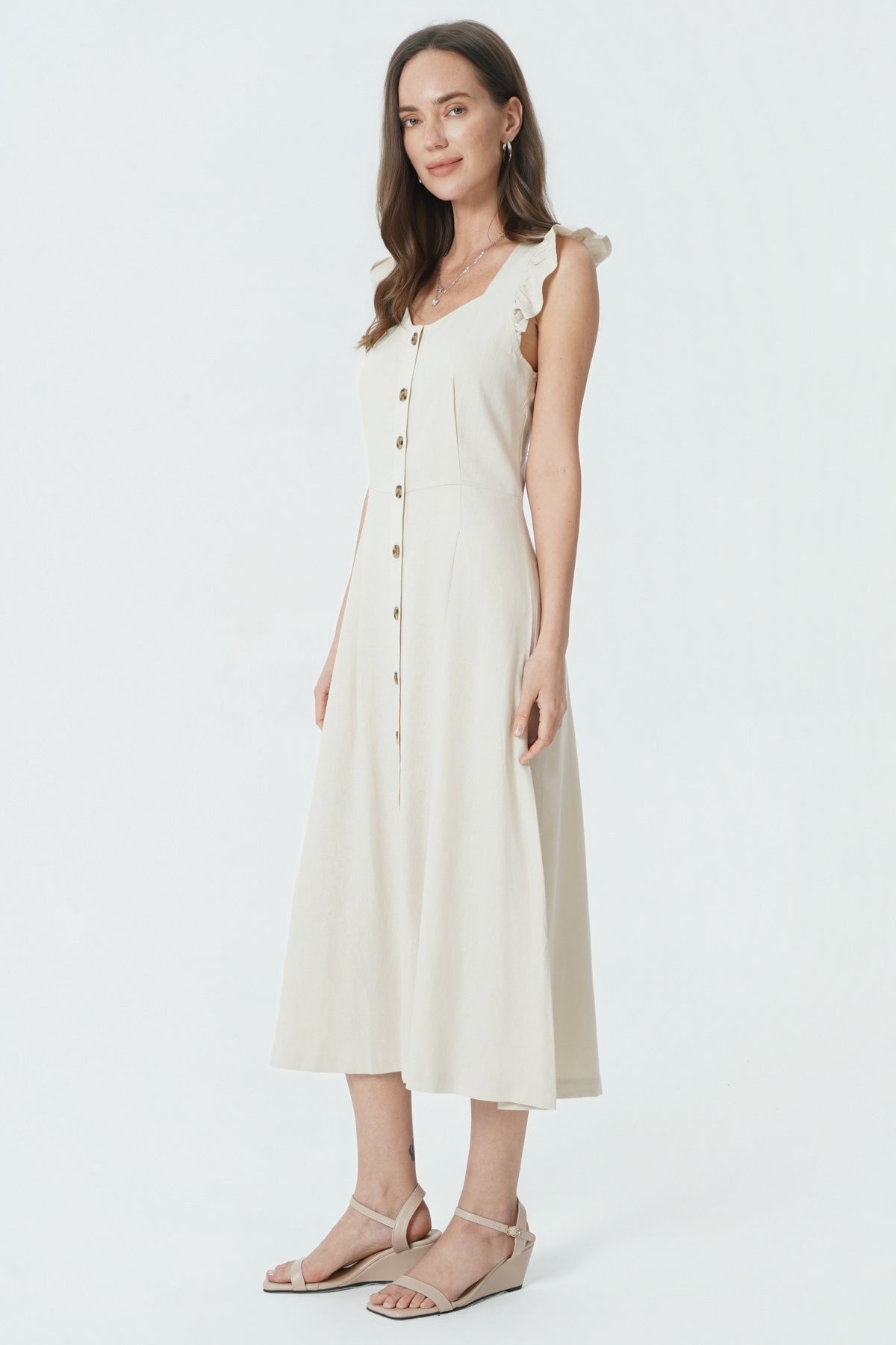 Vestido Falda Midi Mujer Arena