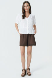 Short Boho Amplio Mujer Café Oscuro