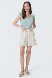 Short Boho Amplio Mujer Arena