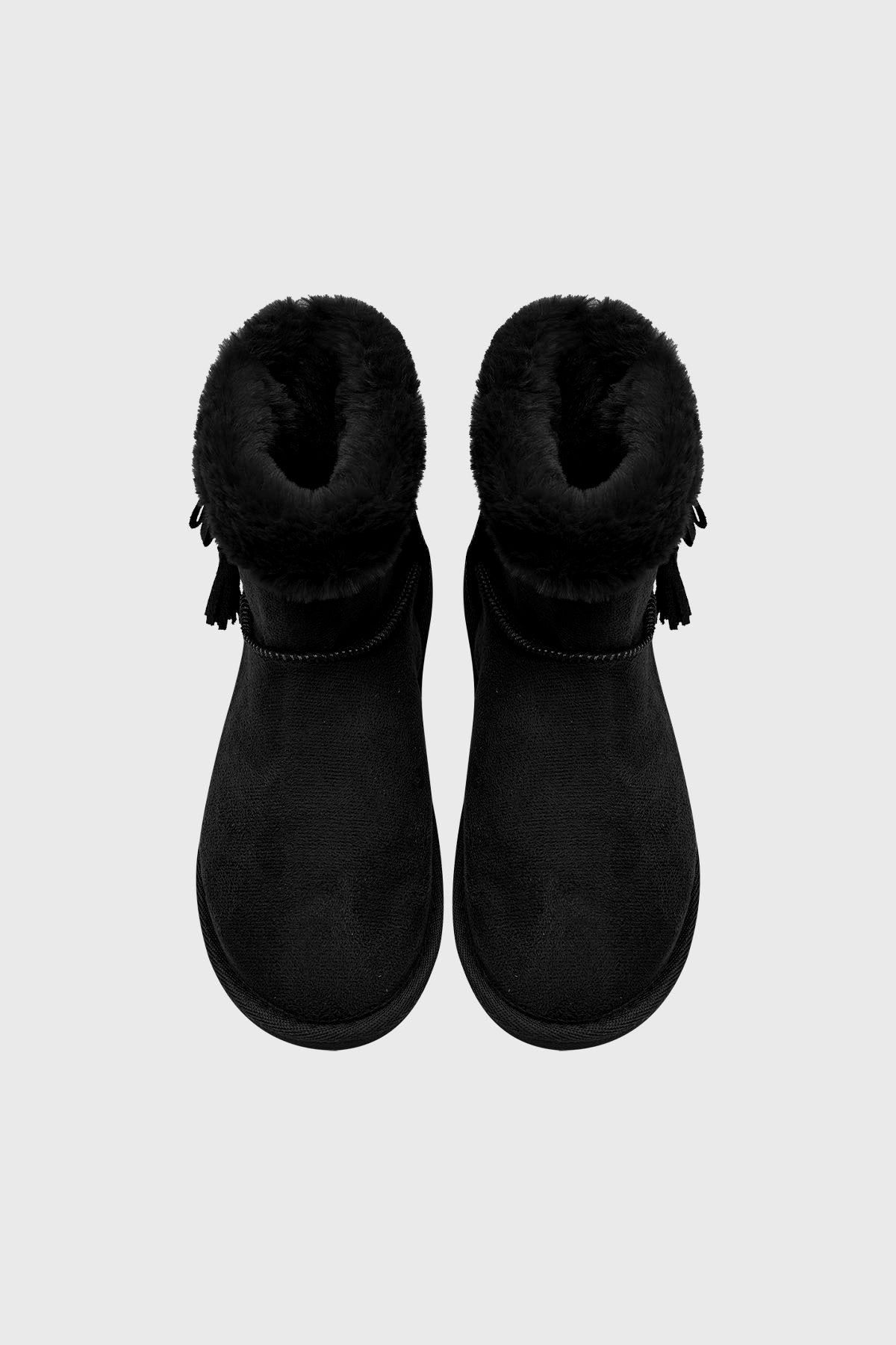 Pantuflas negras de mujer con forro interior peludo sin estampa diseño liso