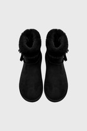 Pantuflas negras de mujer con forro interior peludo sin estampa diseño liso