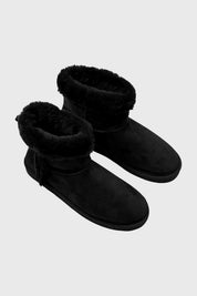 Pantuflas negras de mujer con forro interior peludo sin estampa diseño liso