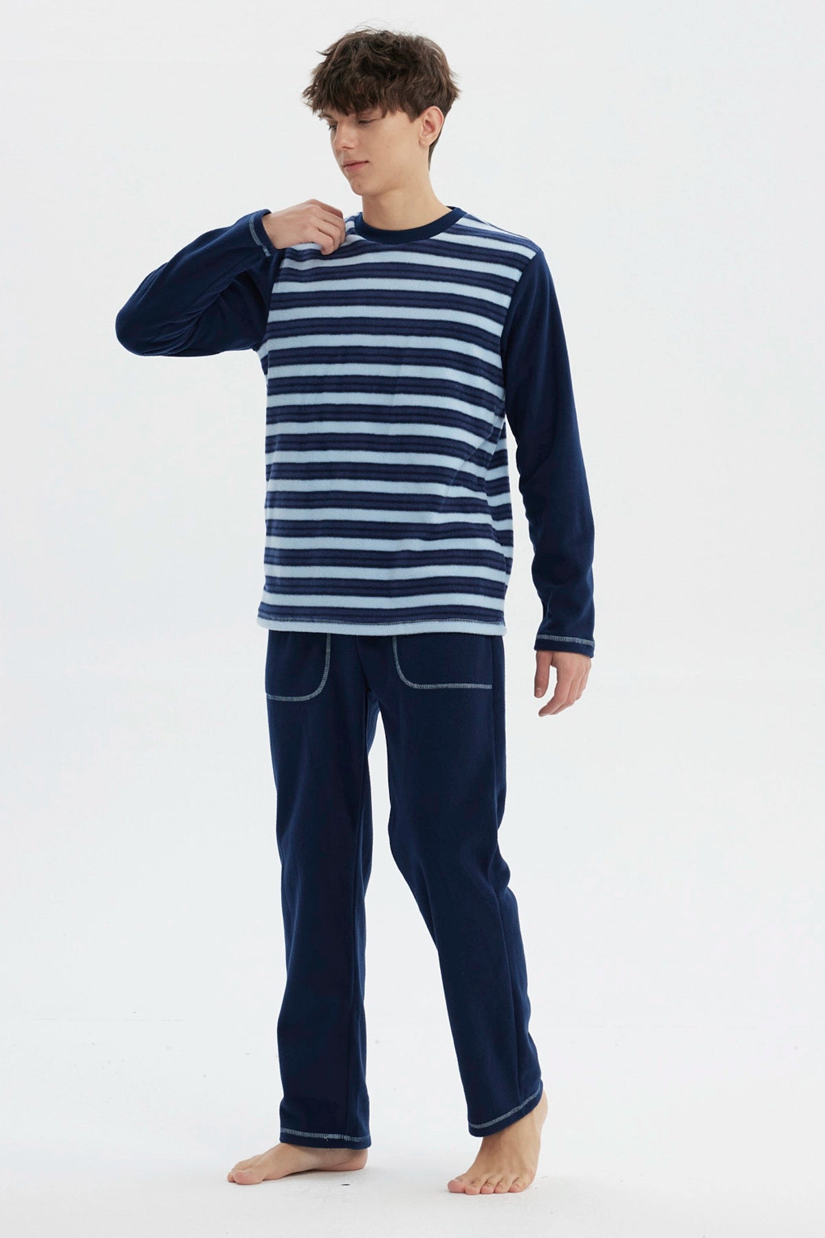 Pijama Hombre Pijama Polera Y Pantalón Azul
