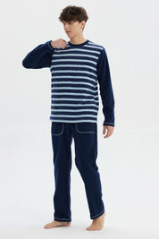 Pijama Hombre Pijama Polera Y Pantalón Azul