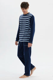 Pijama Hombre Pijama Polera Y Pantalón Azul