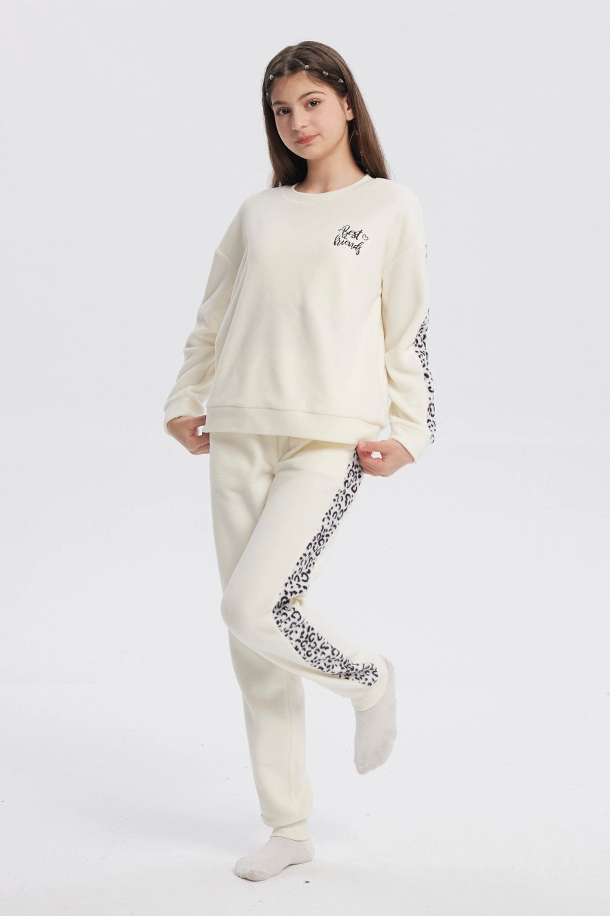 Pijama Niña Polera Y Pantalón Beige