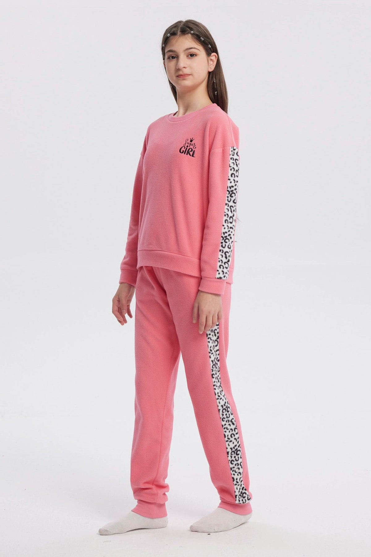 Pijama Niña Polera Y Pantalón Rosado