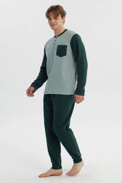 Pijama Hombre Pijama Polera Y Pantalón Verde