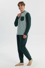 Pijama Hombre Pijama Polera Y Pantalón Verde
