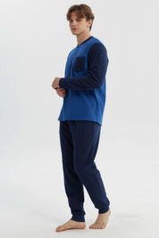 Pijama Hombre Pijama Polera Y Pantalón Azul