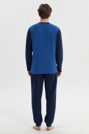 Pijama Hombre Pijama Polera Y Pantalón Azul