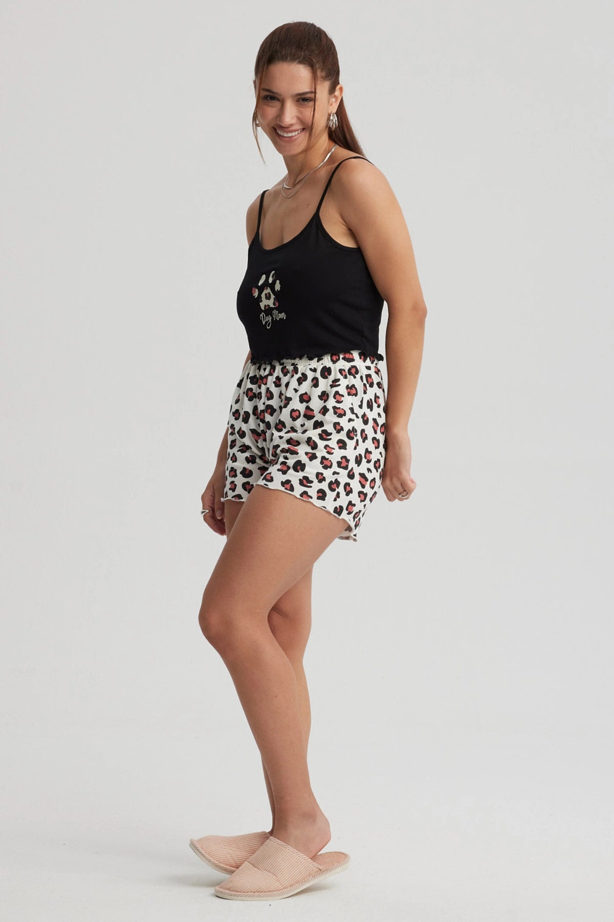 Pijama Mujer Crop Negro