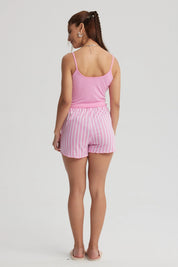 Pijama Mujer Crop Rosado