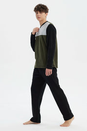 Pijama Hombre Pijama Polera Y Pantalón Negro