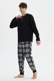 Pijama Hombre Pijama Polera Y Pantalón Negro
