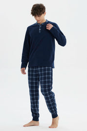 Pijama Hombre Pijama Polera Y Pantalón Azul