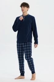 Pijama Hombre Pijama Polera Y Pantalón Azul