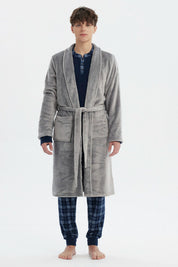 Bata Hombre Cuello V Gris