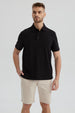 Polera Hombre Slim Cuello Camisero Negro
