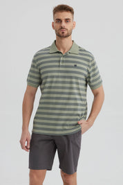 Polera Hombre Cuello Camisero Verde