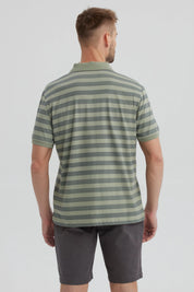 Polera Hombre Cuello Camisero Verde