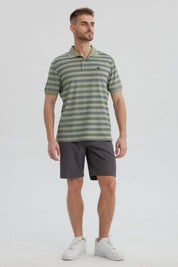 Polera Hombre Cuello Camisero Verde