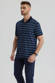 Polera Hombre Cuello Camisero Azul Marino