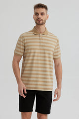 Polera Hombre Cuello Camisero Beige