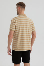 Polera Hombre Cuello Camisero Beige